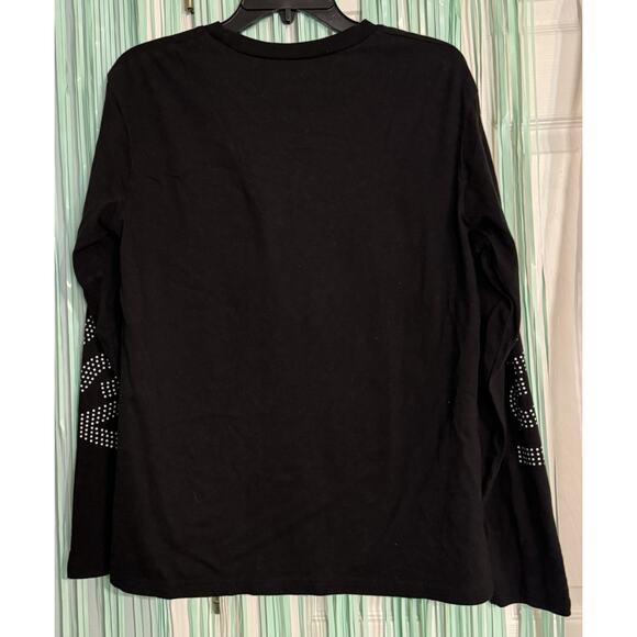 On Fire Black Long Sleeved Tee, Bossy Quote, Rhinestones, Cotton, 1X - Picture 5 of 6